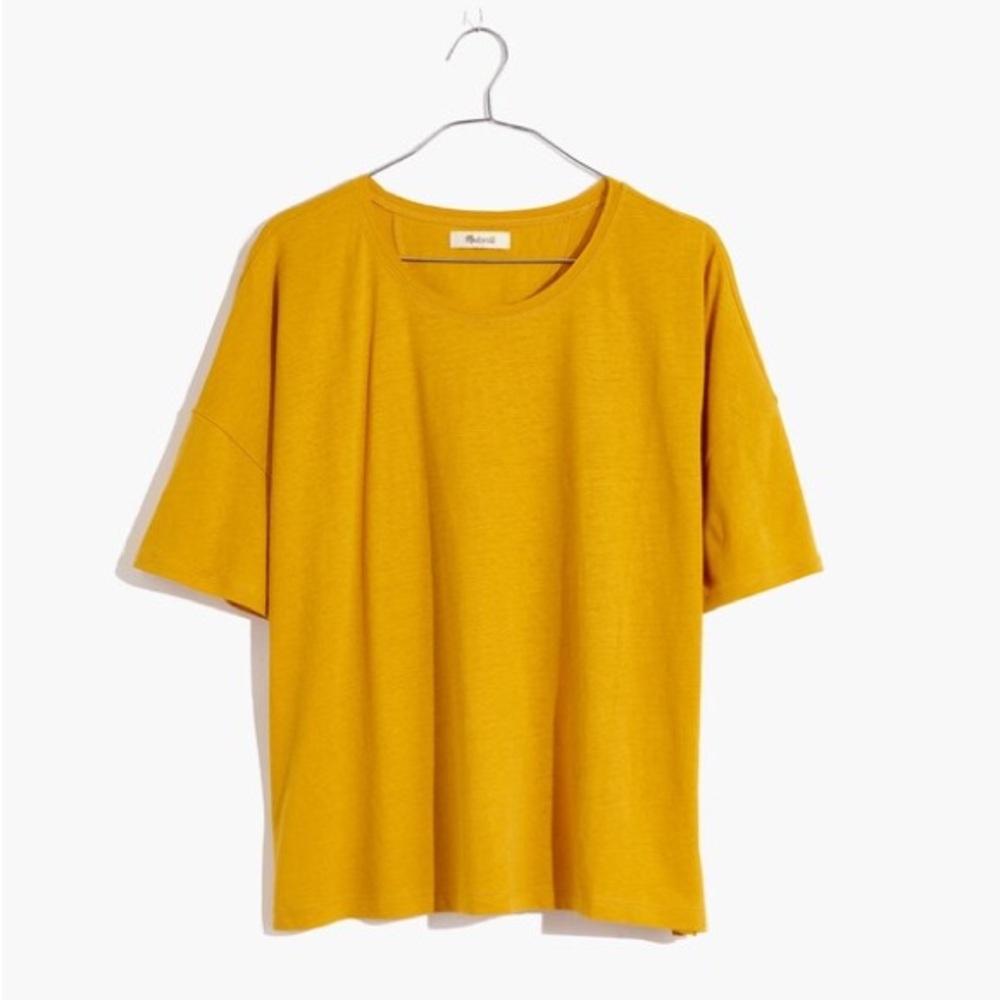 Madewell Linen-Cotton Blend Raw-Edged Hangout Tee
